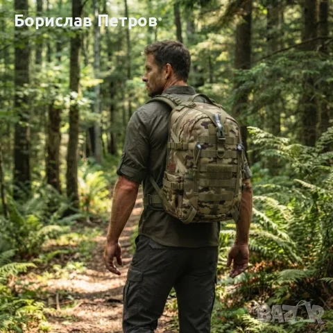 Военна тактическа раница 55L – водоустойчива, с MOLLE система и отделение за лаптоп, камуфлаж