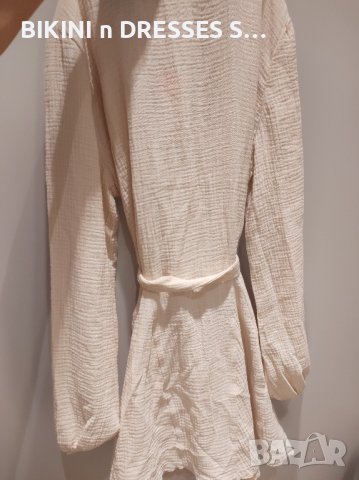 Уникална бежава рокля памучна с колан 100% памук, снимка 4 - Рокли - 42104358
