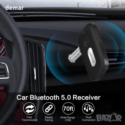 SIMOLIO Bluetooth AUX адаптер за кола, безжичен Bluetooth приемник 3,5 mm, снимка 2 - Аксесоари и консумативи - 44482969