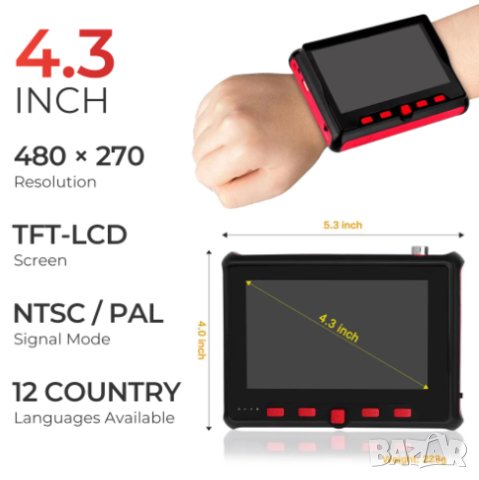 CCTV SecurityCamera Tester Окабеляване Монтаж на Камери Тест Монитор за Камери Тестер за Видеокамери, снимка 8 - Комплекти за видеонаблюдение - 41372174