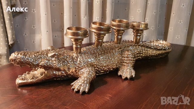 Грамаден качествен крокодил– свещник, Италия, 50см