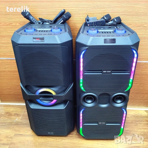 🔊 ABS-12202 – 12”×2 Xbass 200W 6000mah-50лв Професионална караоке тонколона, Bluetooth, 2 микрофонa, снимка 13 - Караоке - 51831232