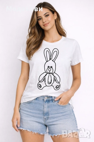 ⚜️Бяла тениска с зайче