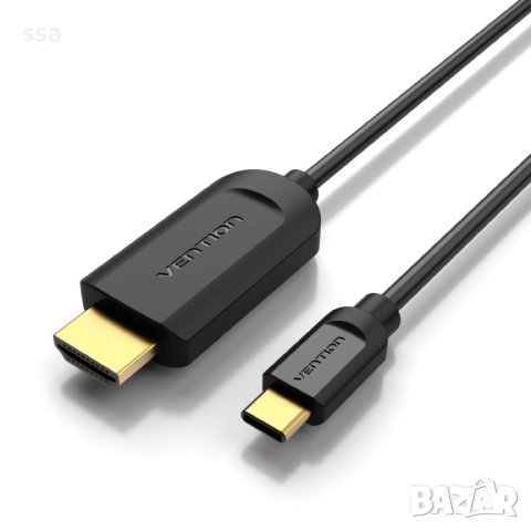 Vention кабел Cable Type-C to HDMI - 2.0m 4K Black - CGUBH, снимка 1 - USB кабели - 41289975