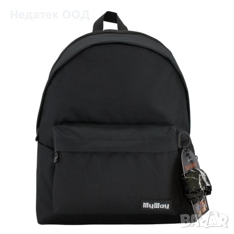 Ученическа раница, My Way, Подсилен гръб, Подарък бандана, Черна, снимка 3 - Раници - 41826156