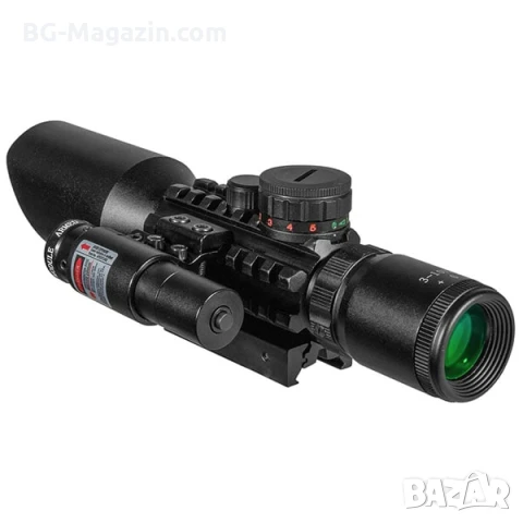 Оптика с лазер M9 3-10×42 бързомер прицел оптически тактически мерник за лов еърсофт въздушна пушка, снимка 9 - Оборудване и аксесоари за оръжия - 51051740