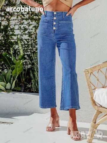 Свободни прави дамски дънки с висока талия, снимка 2 - Дънки - 41473029