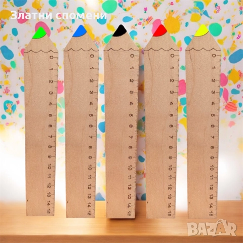 Детска дървена линийка във формата на молив