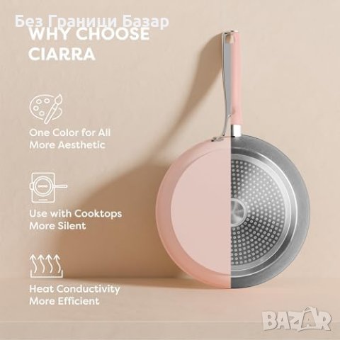 Нов Ергономичен Тиган за Готвене, Лесен за Почистване, 26cm розов, снимка 5 - Съдове за готвене - 44396138