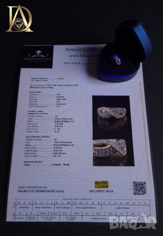 Нов Златен Пръстен с 0.62кт Естествени Брилянти , снимка 5 - Пръстени - 40077060