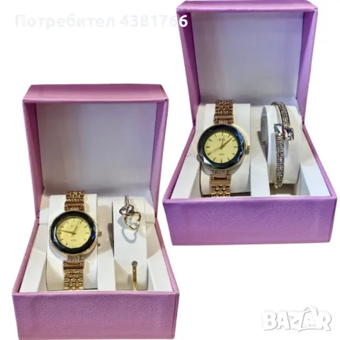 Дамски подаръчен комплект - Елегантен часовник с нежна гривна, снимка 1