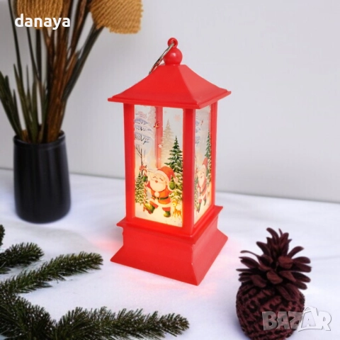 6224 Светещ коледен фенер с LED свещичка и зимни мотиви, 13 см, снимка 3 - Декорация за дома - 52074553