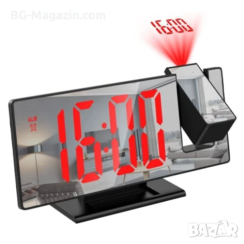 Електронен настолен часовник с проектор таван LED дигитален термометър аларма будилник USB на ток, снимка 6 - Други - 51039079