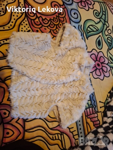 Късо елече от естествен заешки косъм 