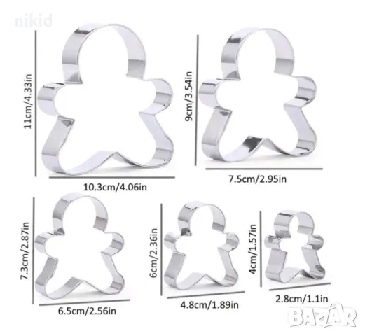 5 бр Дете човек джинджифилово човече метални форми резци за тесто сладки фондан резец, снимка 3 - Форми - 48420511