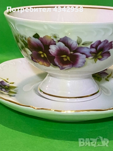 Винтидж порцеланова чаша с чинийка Vohenstrauss Johann Seltmann Bavaria Germany., снимка 4 - Антикварни и старинни предмети - 53380957