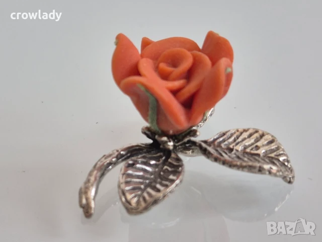 Цвете Красива сребърна роза ръчна авторска изработка 1, снимка 4 - Антикварни и старинни предмети - 51104832