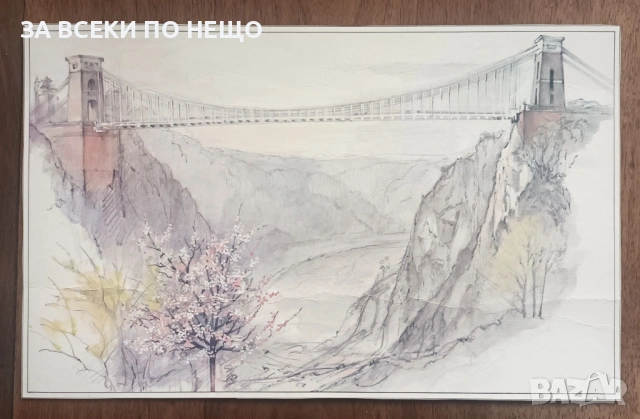 АКВАРЕЛ - БРИСТОЛ МОСТА КЛИФТЪН СЪСПЕНШЪН, снимка 6 - Картини - 53717963