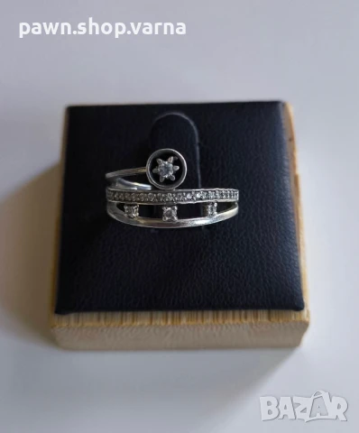 Сребърен пръстен с фианити – елегантен и нежен, снимка 2 - Пръстени - 50796376