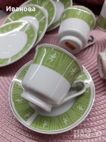 4 сетчета за късо кафе в бяло и зелено с ПоДаРъК пето сетче и лъжички, снимка 3 - Сервизи - 41543577