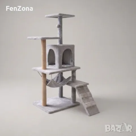 Котешки център за игра и почивка с драскалка и къщичка, 125 см, снимка 5 - За котки - 56084107