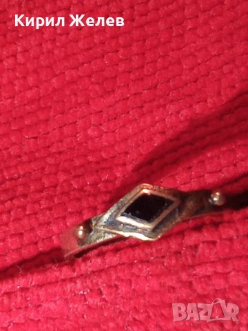 СТАРИНЕН БРОНЗОВ ПРЪСТЕН с РОМБОИДЕН ШЛИФОВАН ЧЕРЕН ОНИКС МАЙСТОРСКА РЪЧНА АРТ-ДЕКО ИЗРАБОТКА 8487, снимка 2 - Антикварни и старинни предмети - 34831035