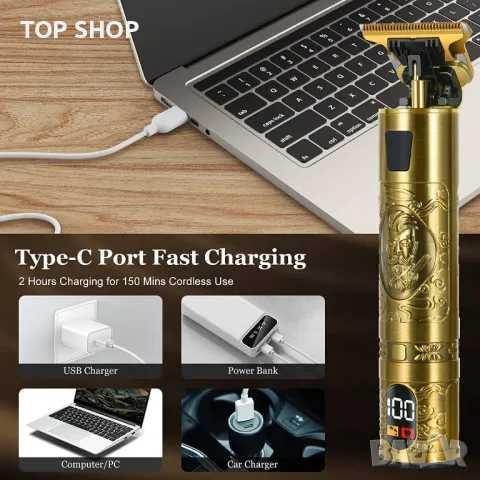 професионална машинка за подстригване, USB акумулаторен LCD екран, снимка 8 - Тримери - 48473309