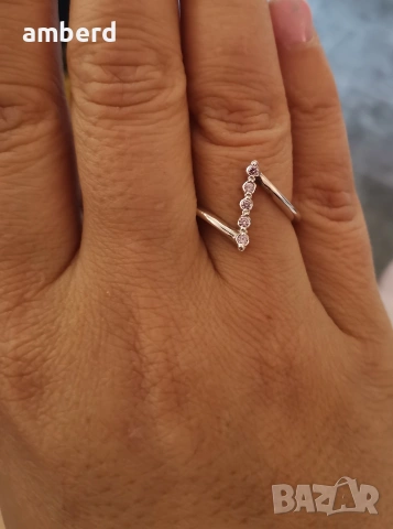 Елегантен сребърен пръстен - модел R037A, снимка 2 - Пръстени - 53557476