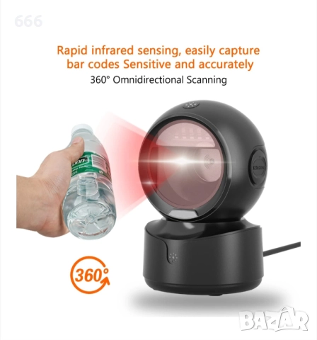 USB скенер за баркодове със свободни ръце, снимка 6 - Друга електроника - 52694582