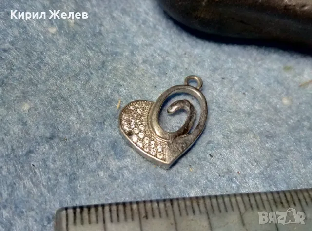 НЕЖНО СКЪПОЦЕННО АЖУРНО СРЕБЪРНО СЪРЧИЦЕ АРТ МЕДАЛЬОН СРЕБРО 925 с БЯЛА ПОЗЛАТА и ЦИРКОНИ 49446