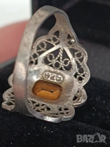 Сребърен пръстен с сапфир ЗЕ, снимка 5 - Пръстени - 44480404
