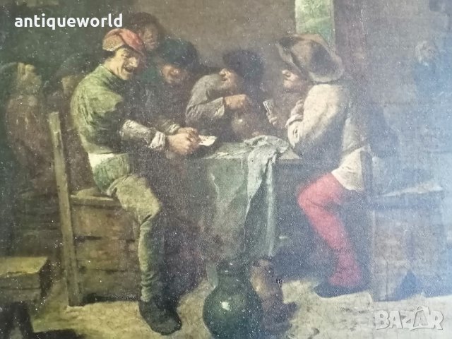 Стара Барокова Картина Adriaen Brouwer 1635 г., снимка 4 - Антикварни и старинни предмети - 35802213