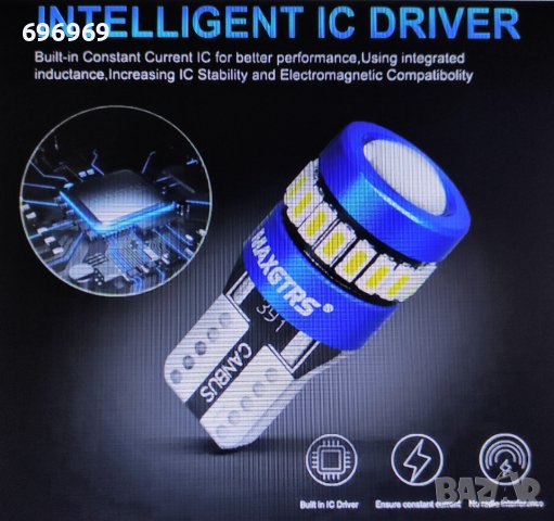 2xT10 LED W5W 5W 12V Супер ярки крушки бели и сини 6000К, снимка 6 - Части - 38779438