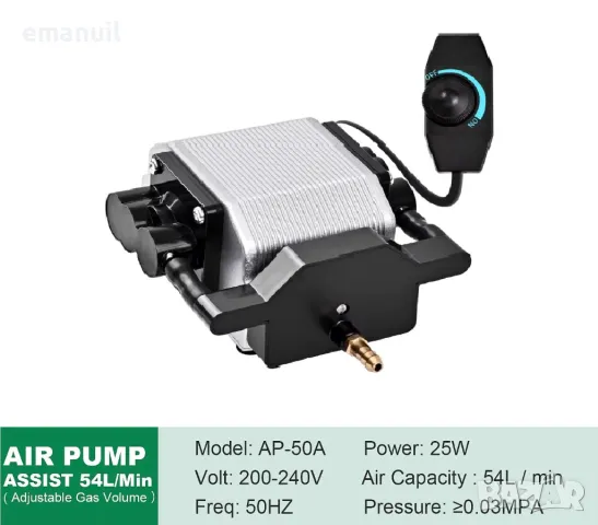 54L/min универсален КОМПРЕСОР AUTO AIR assist или КОНТРОЛЕР CNC лазер лазерно гравиране рязане, снимка 4 - Други машини и части - 40836296