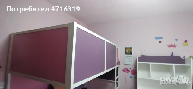 Бюро, ракла с две чекмеджета и етажерка, легло горно ниво, снимка 4 - Мебели за детската стая - 53190084