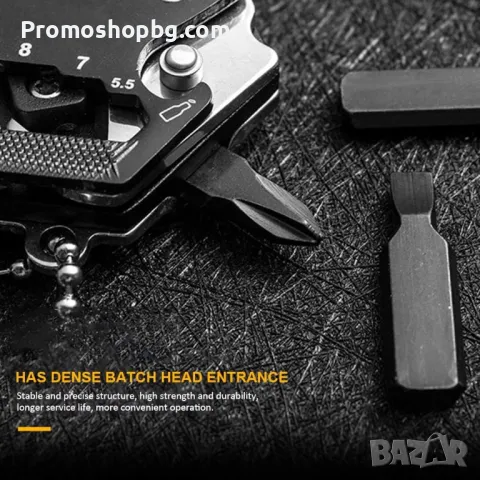 Многофункционален джобен ключодържател 7в1, Неръждаема стомана, Черен, снимка 5 - Екипировка - 48473114