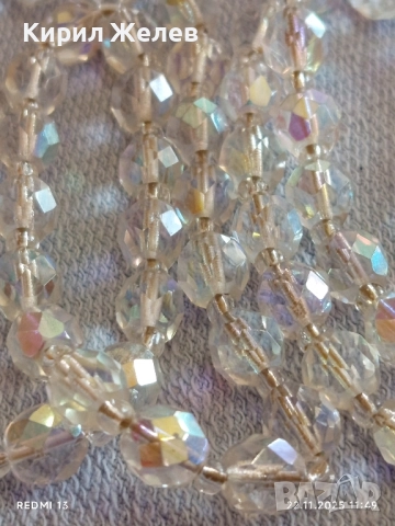 ИЗКУСТНО КОЛИЕ SWAROVSKI с КРИСТАЛНИ МЪНИСТА с ЕФЕКТ Аурора Бореалис 48983, снимка 4 - Колиета, медальони, синджири - 52501161