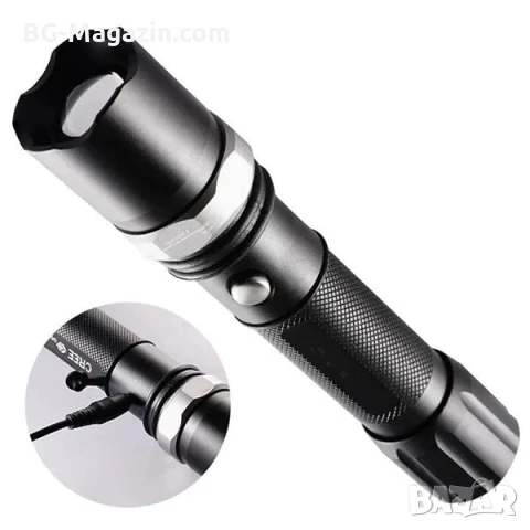 Мощен полицейски акумулаторен лед фенер CREE LED презареждаем регулируем фокус лов риболов къмпинг, снимка 2 - Къмпинг осветление - 51027702