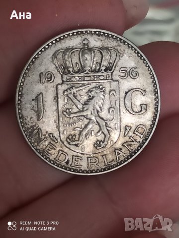 1 гулден 1956 г сребро Нидерландия

