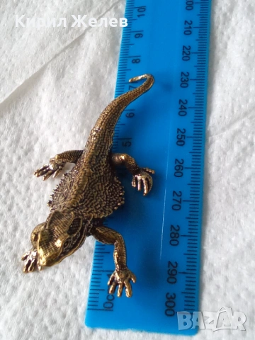 Месингова статуетка фигура на гущер 52743, снимка 5 - Антикварни и старинни предмети - 53220650