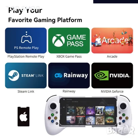 ShanWan Q13 Mobile Game Controller за iphone с поддръжка на PHONE CASE, Bluetooth безжичен геймпад, снимка 4 - Калъфи, кейсове - 49157871