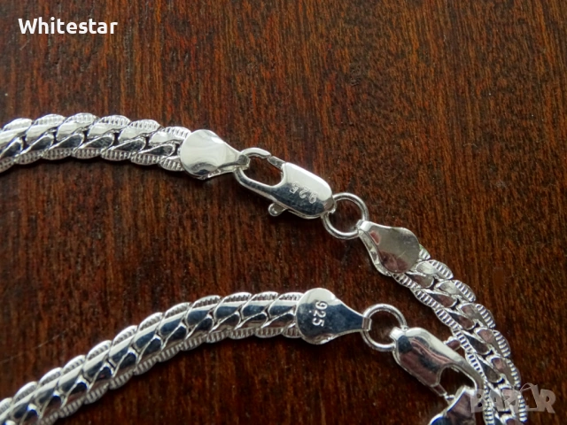Посребрен мъжки комплект - ланец и гривна, снимка 4 - Колиета, медальони, синджири - 53622939
