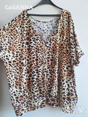 СТРАХОТНА ЛЕОПАРДОВА ТУНИКА 4XL-6XL, снимка 6 - Туники - 51637536