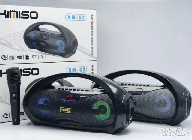 Двойна Bluetooth колонка KM-S2 – Портативно аудио с LED светлинни ефекти