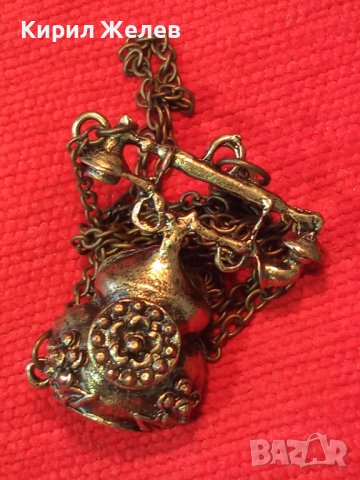 МЕСИНГОР РЕТРО ТЕЛЕФОН ФИГУРКА МЕДАЛЬОН ВИНТИДЖ СТАТУЕТКА 3262, снимка 3 - Колиета, медальони, синджири - 29815054