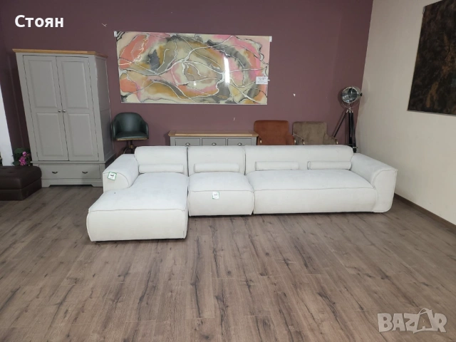 Светло кремав ъглов диван от плат Flex Felix