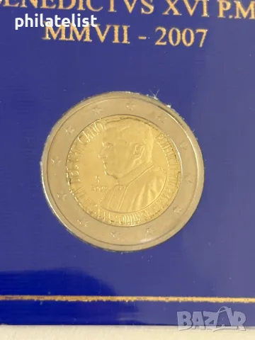 Ватикана 2007 – 2 евро - 80 години от рождението на папа Бенедикт ХVІ BU, снимка 3 - Нумизматика и бонистика - 53951065