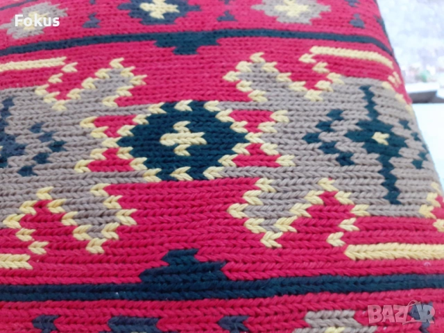 Голяма стара ръчно тъкана вълнена възглавница, снимка 2 - Антикварни и старинни предмети - 53464344