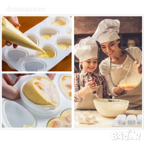 4312 Силиконовата форма за 8 мини кейкчета с 3D форма на сърце, снимка 2 - Форми - 48905533