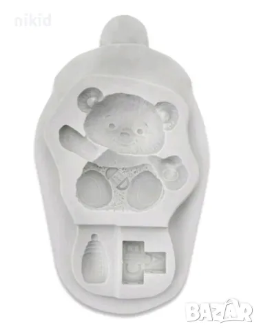 Мече кубчета бебешка бутилка шише бебешки силиконов молд форма фондан шоколад гипс, снимка 3 - Форми - 48031505